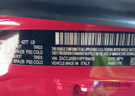 2017 Jeep Renegade Latitude Fwd из США, поврежденный, VIN ZACCJABB1HPF89418